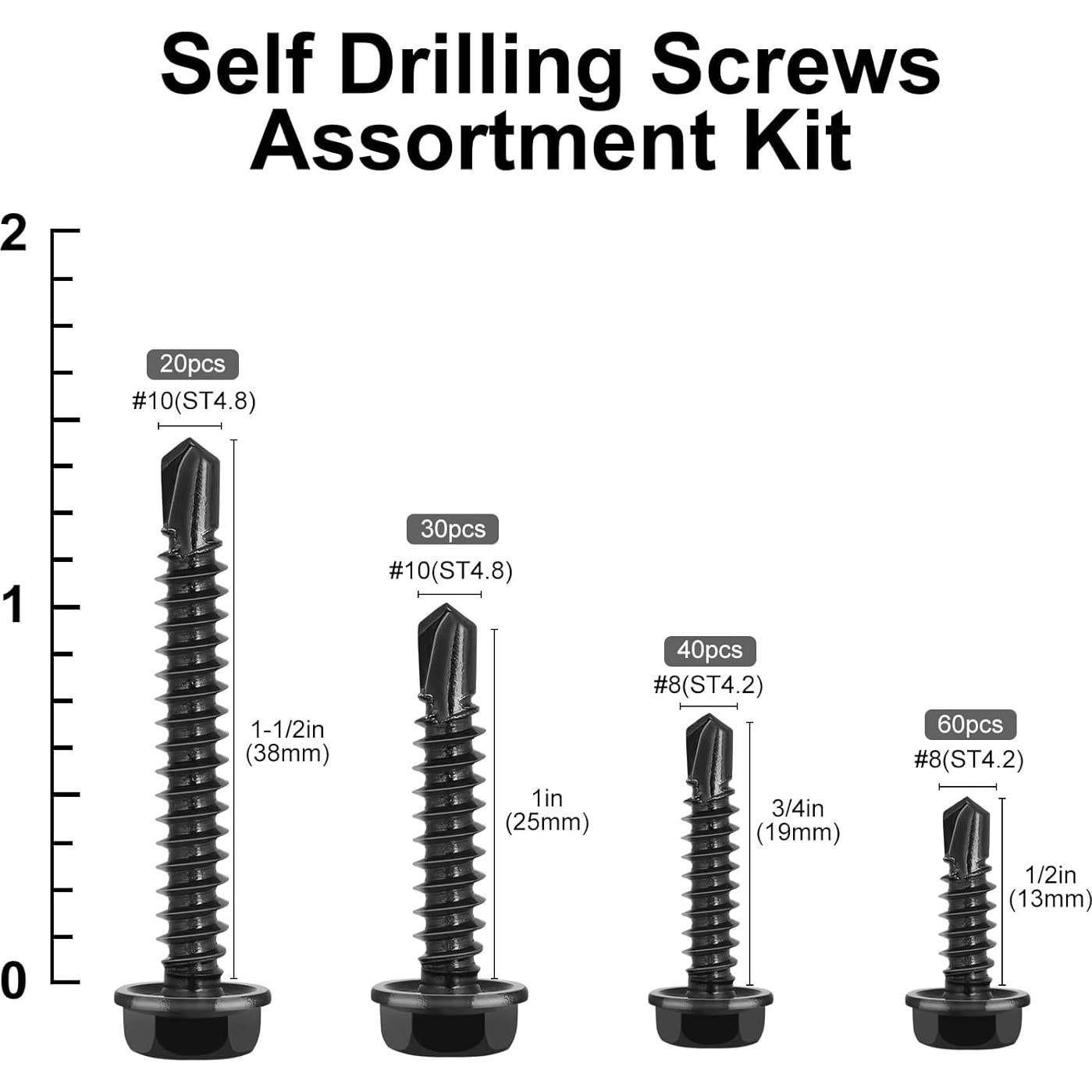 Kit de Tornillos Autoperforantes VGBUY 150 Piezas Acero Inoxidable