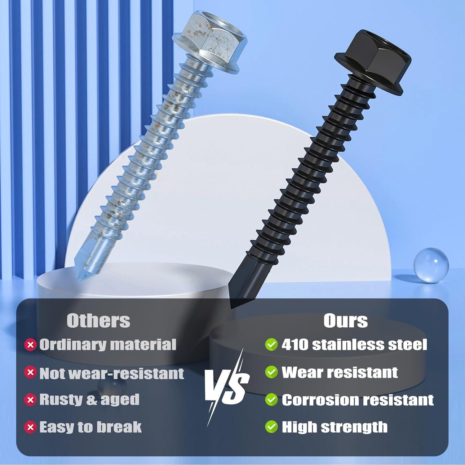 Kit de Tornillos Autoperforantes VGBUY 150 Piezas Acero Inoxidable