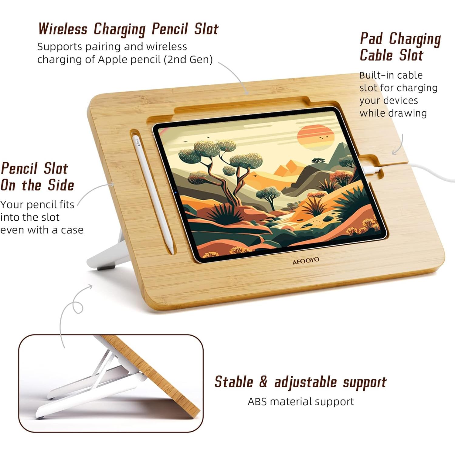 Soporte de Dibujo AFOOYO de Bambú Ajustable 9.7-11"