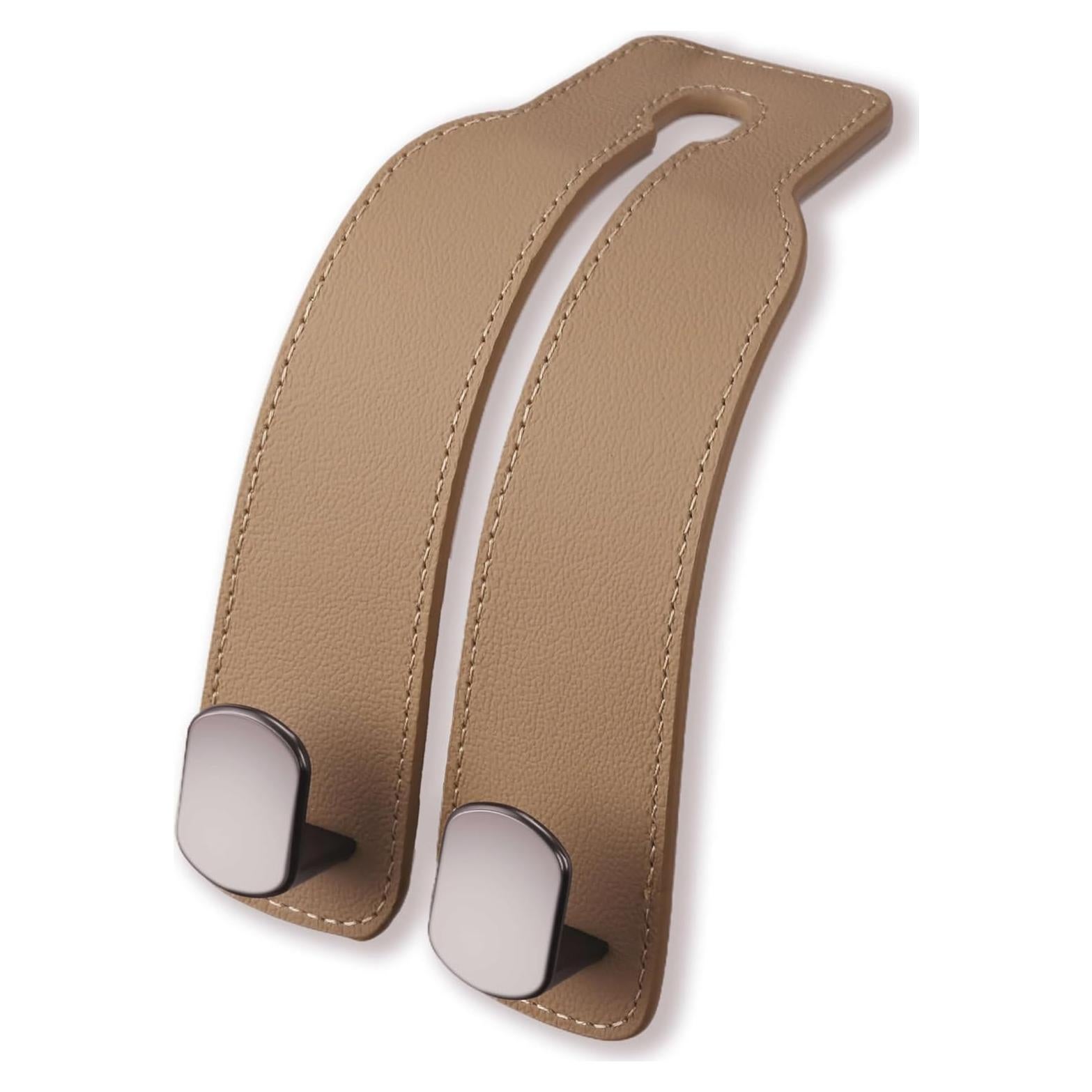 Gancho de bolso de cuero Jayanes para automóvil - Beige, 2 ganchos