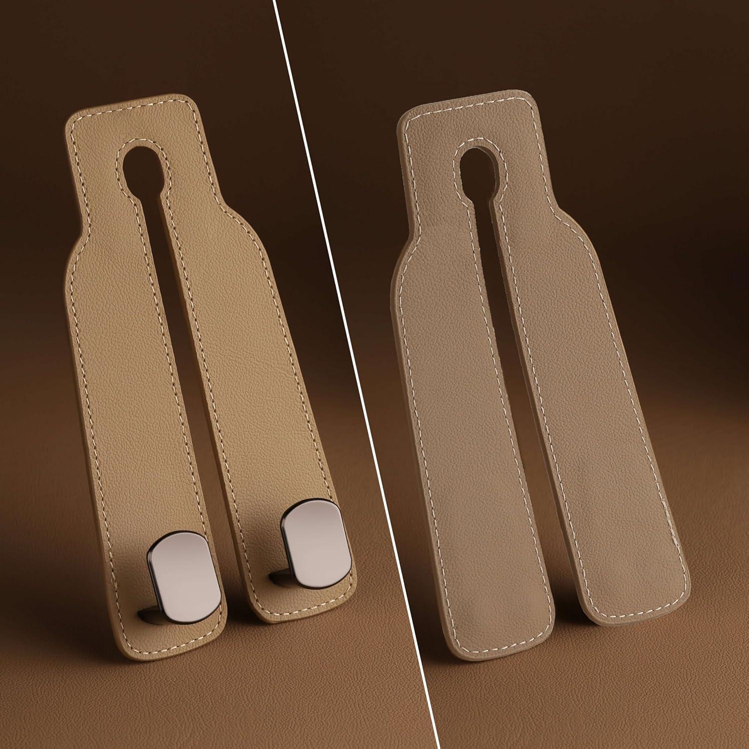 Gancho de bolso de cuero Jayanes para automóvil - Beige, 2 ganchos