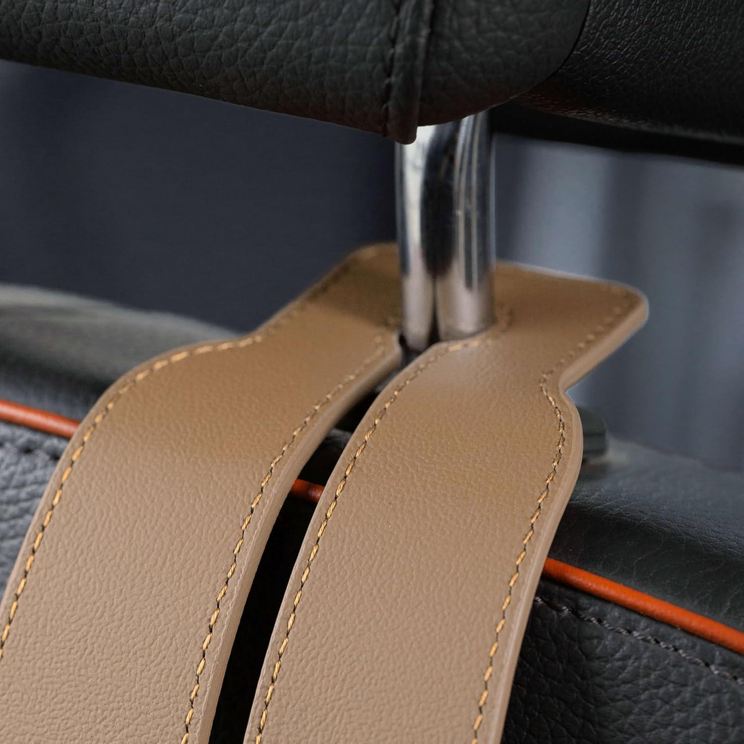 Gancho de bolso de cuero Jayanes para automóvil - Beige, 2 ganchos