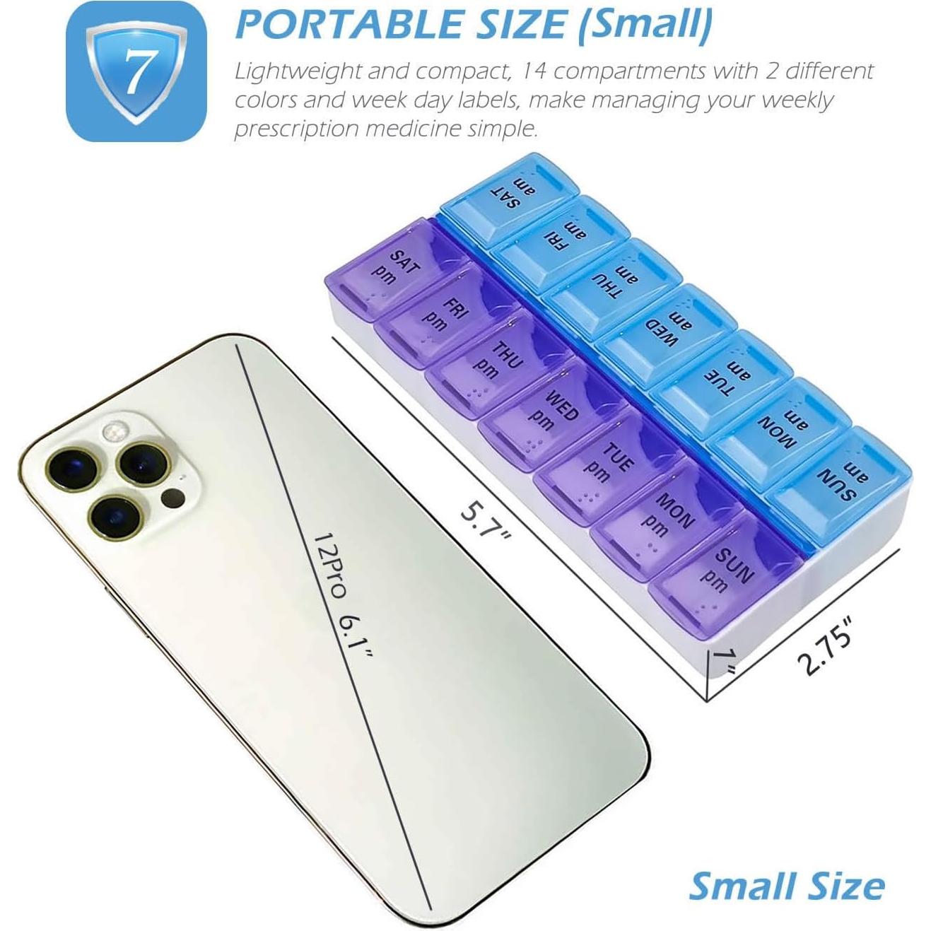 Organizador de Pastillas VOFOON Pequeño 7 Días AM PM Viaje