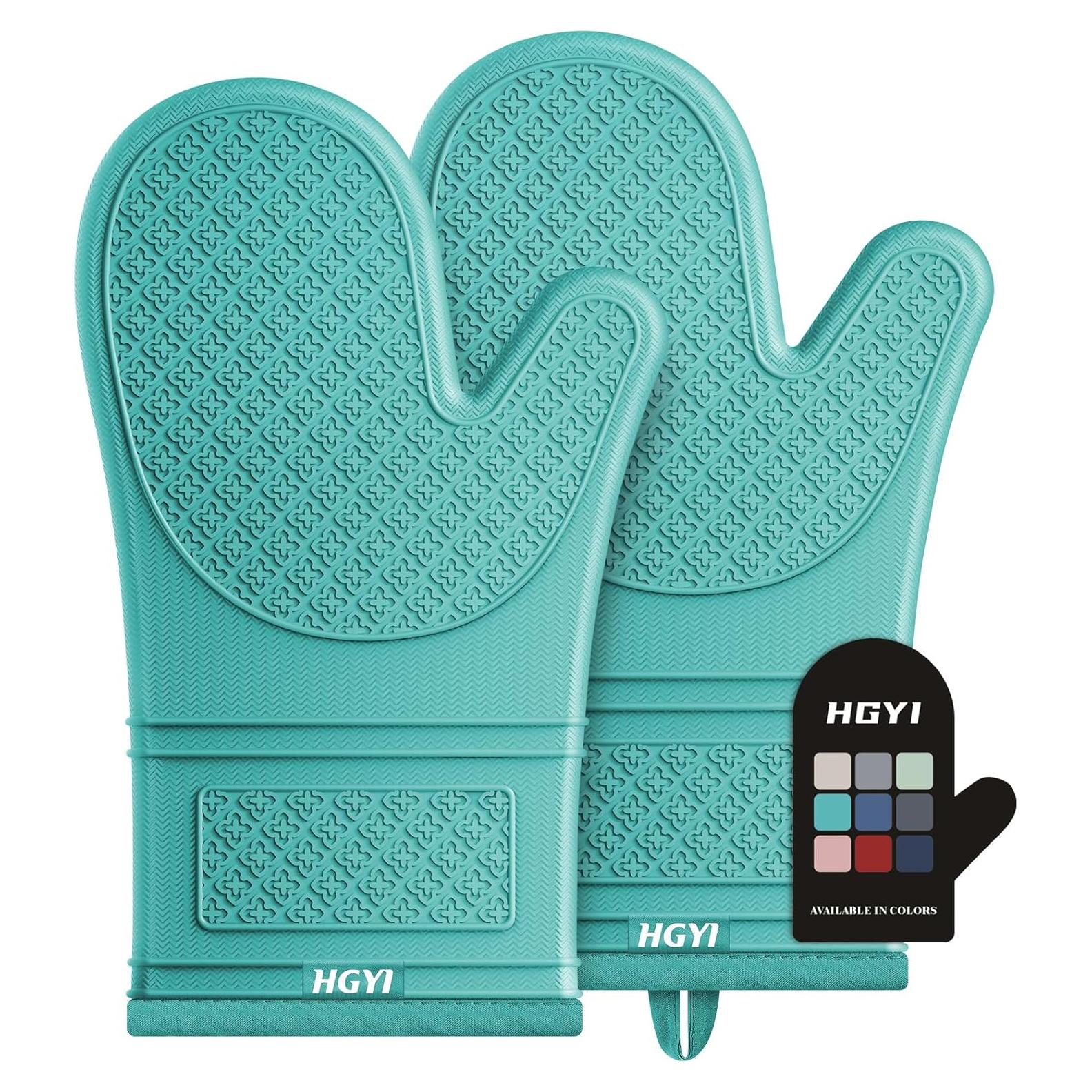 Manoplas de Silicona HGYI 31.75 cm Resistentes al Calor Aqua Sky