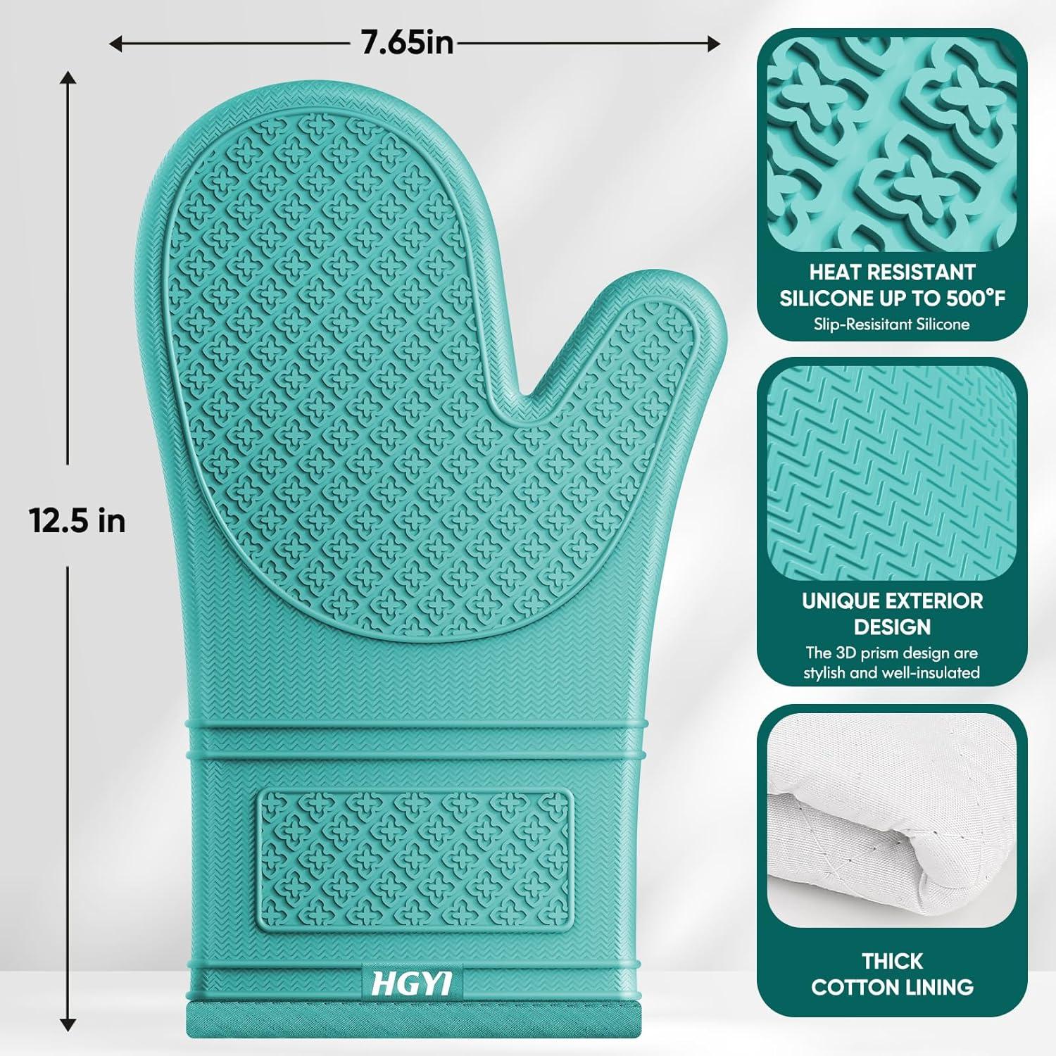 Manoplas de Silicona HGYI 31.75 cm Resistentes al Calor Aqua Sky