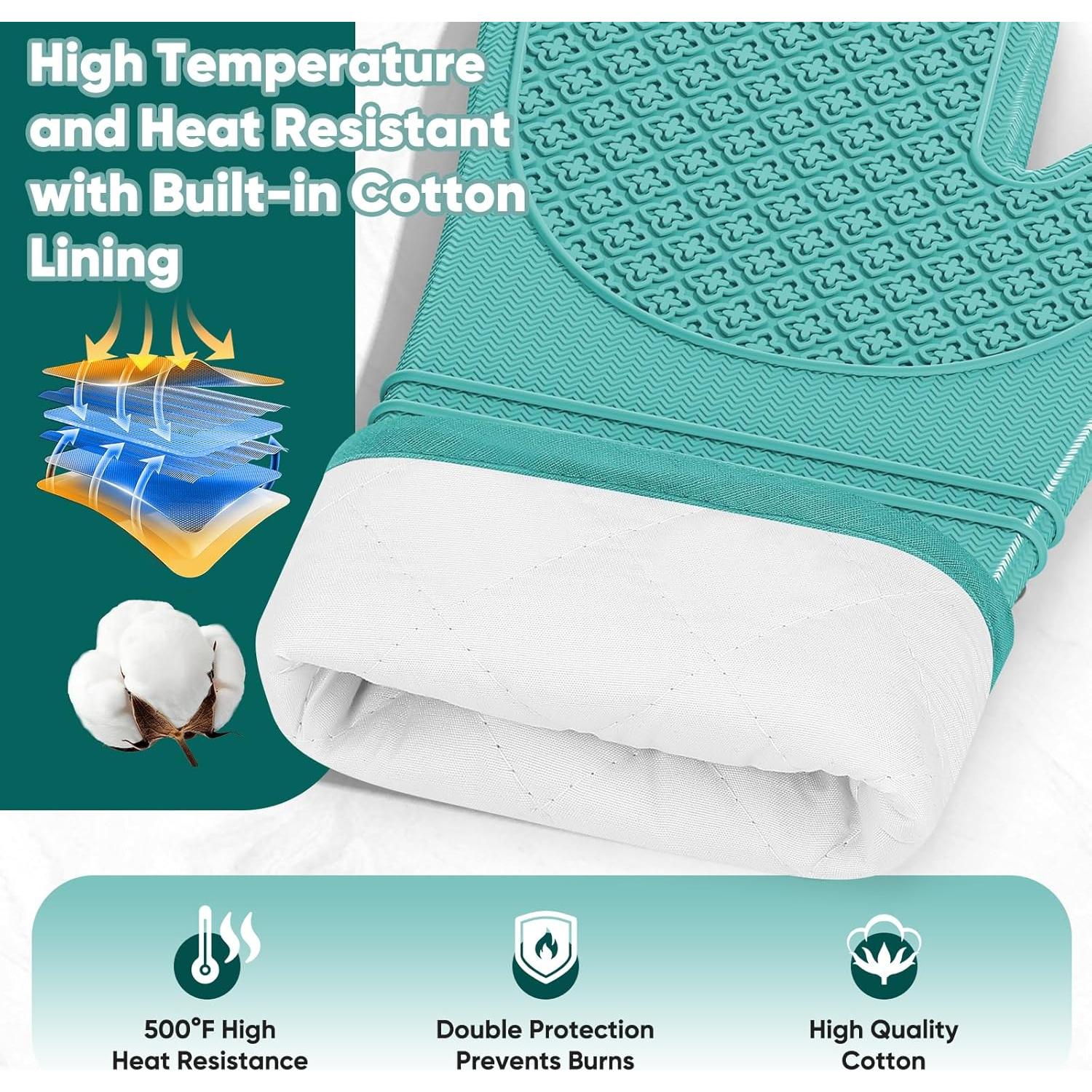 Manoplas de Silicona HGYI 31.75 cm Resistentes al Calor Aqua Sky