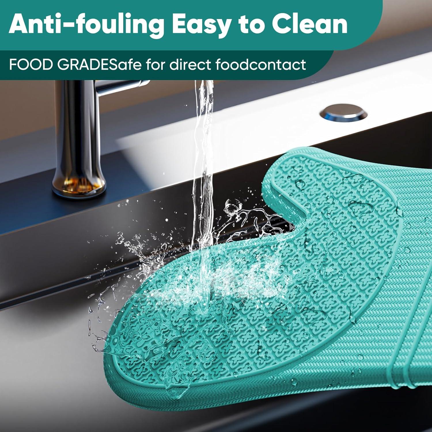 Manoplas de Silicona HGYI 31.75 cm Resistentes al Calor Aqua Sky