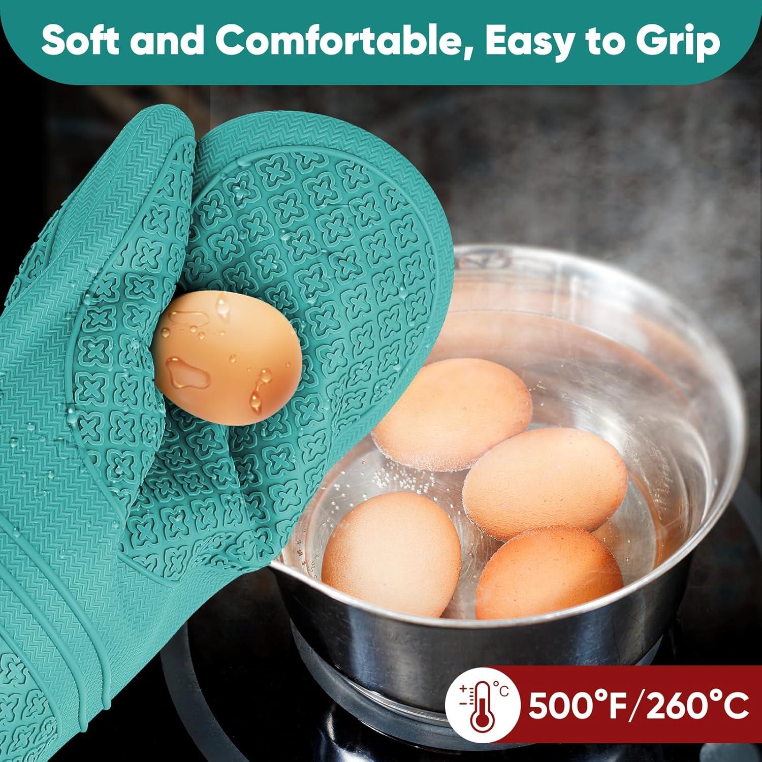 Manoplas de Silicona HGYI 31.75 cm Resistentes al Calor Aqua Sky