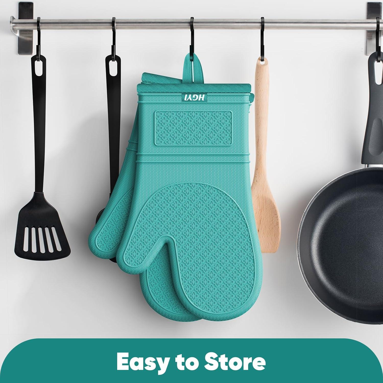 Manoplas de Silicona HGYI 31.75 cm Resistentes al Calor Aqua Sky