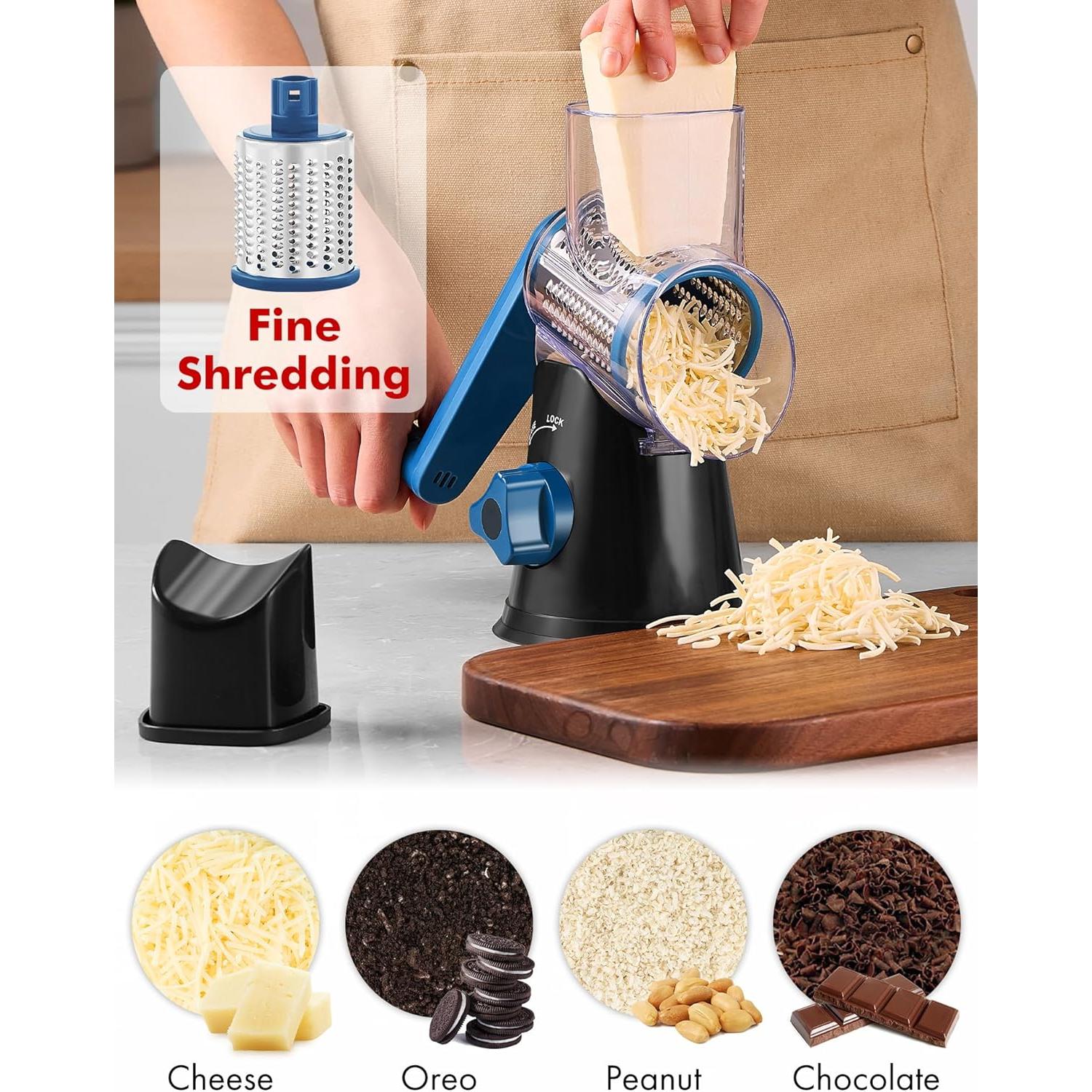 Rallador de Queso Rotativo GDL con 3 Cuchillas de Acero Inoxidable