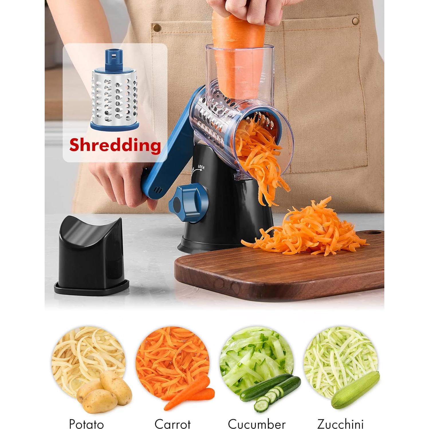 Rallador de Queso Rotativo GDL con 3 Cuchillas de Acero Inoxidable