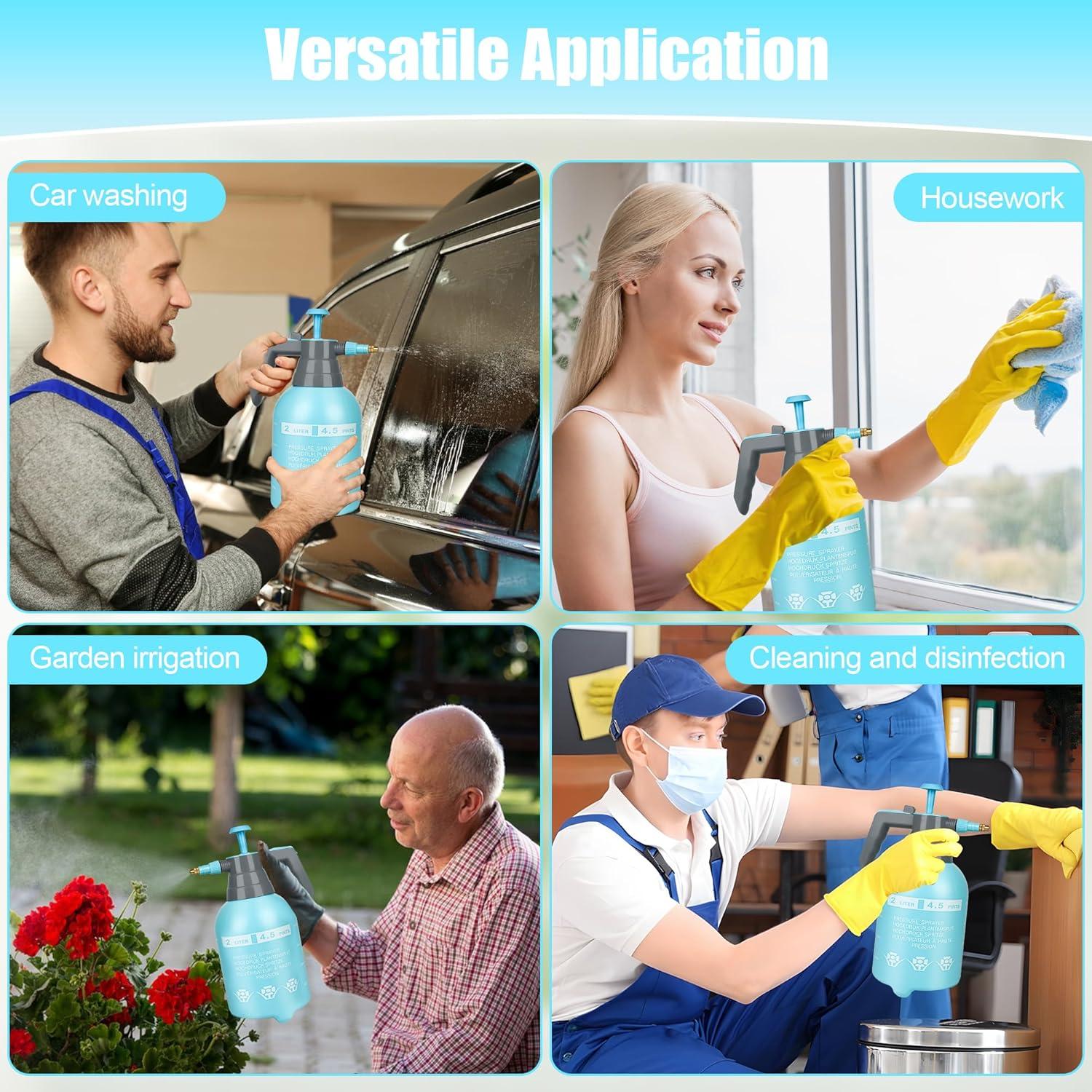 3 Pulverizadores de Mano TREEHAC 2L Azul - Boquilla Ajustable