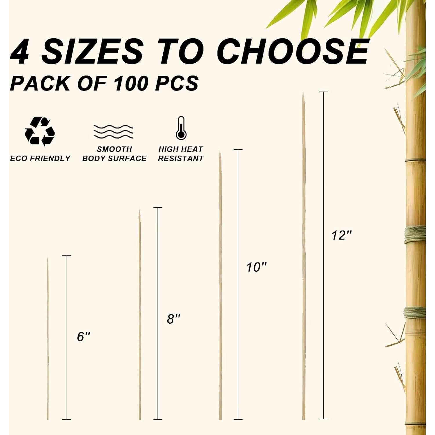 Palitos de Bambú Natural DaTpuik 15 cm 100 PCS para Barbacoa