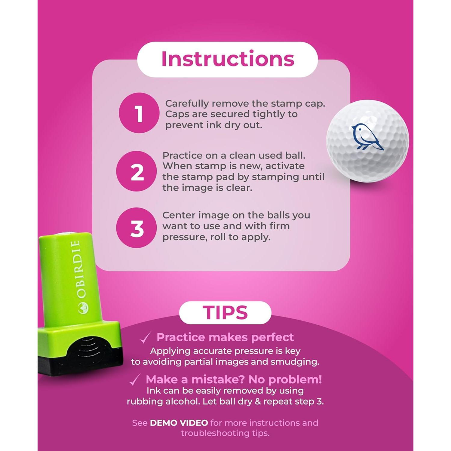 Sello de Pelota de Golf Obirdie Birdie Piña Autoinking 5.7x3.2cm