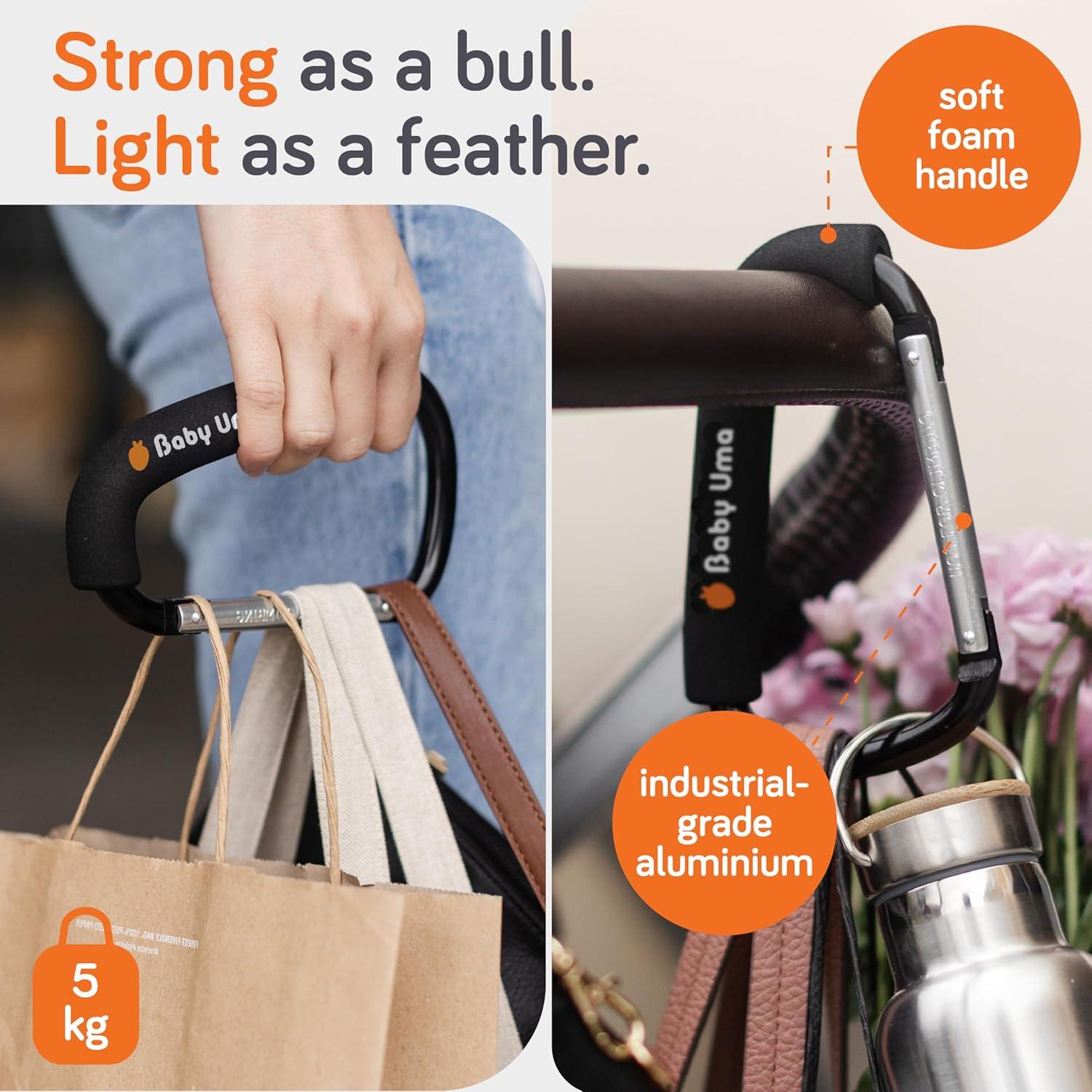 Ganchos XL para Cochecito Baby Uma - Paquete de 2, 5 kg