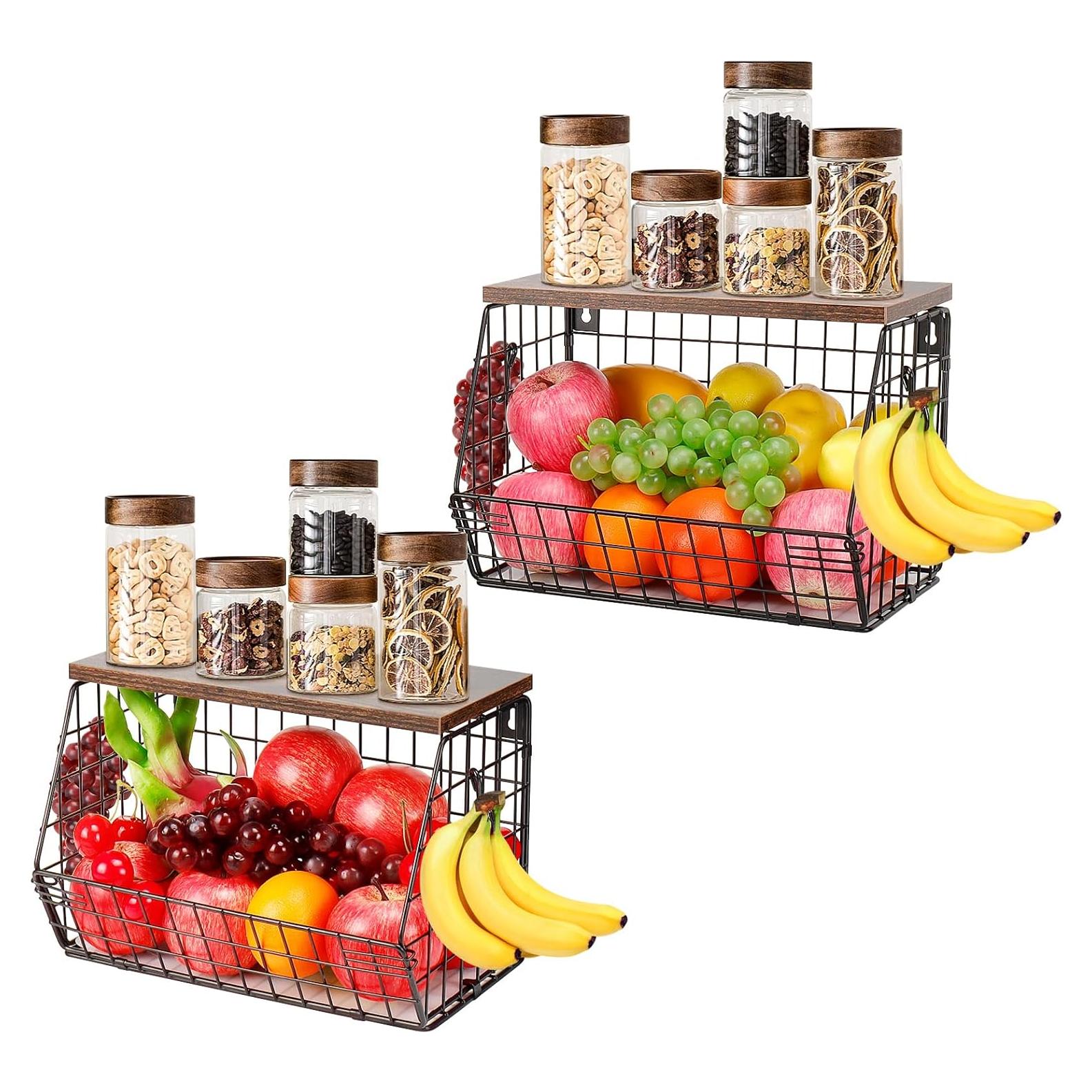 Cesta de Frutas Livabber con Estante y Ganchos - 2 Paquete