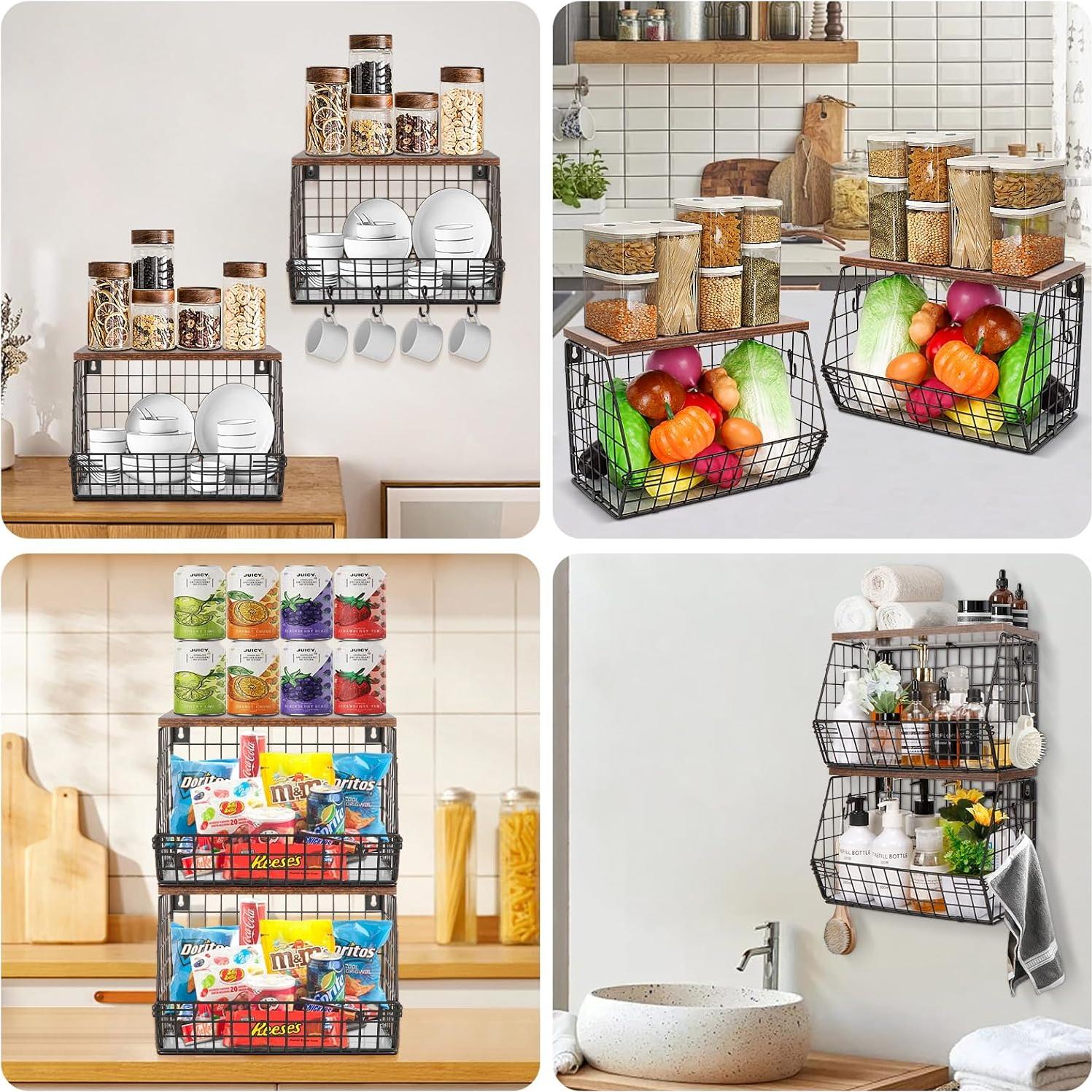 Cesta de Frutas Livabber con Estante y Ganchos - 2 Paquete