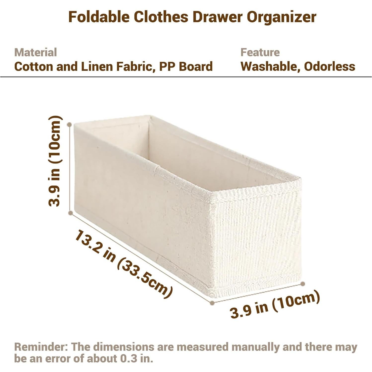 Organizador de Cajones de Tela Plegable 6 Pcs Beige Claro