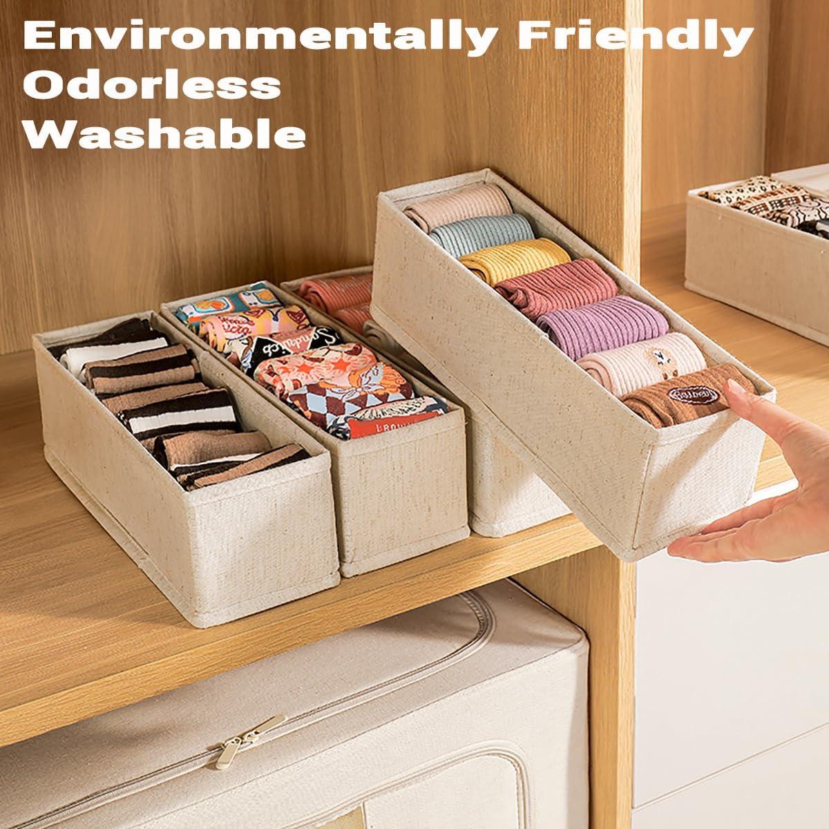 Organizador de Cajones de Tela Plegable 6 Pcs Beige Claro