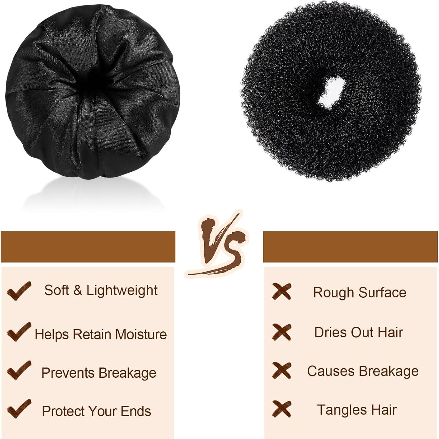 4 Donuts de Satén para Moño de Cabello Yuxung - Negro