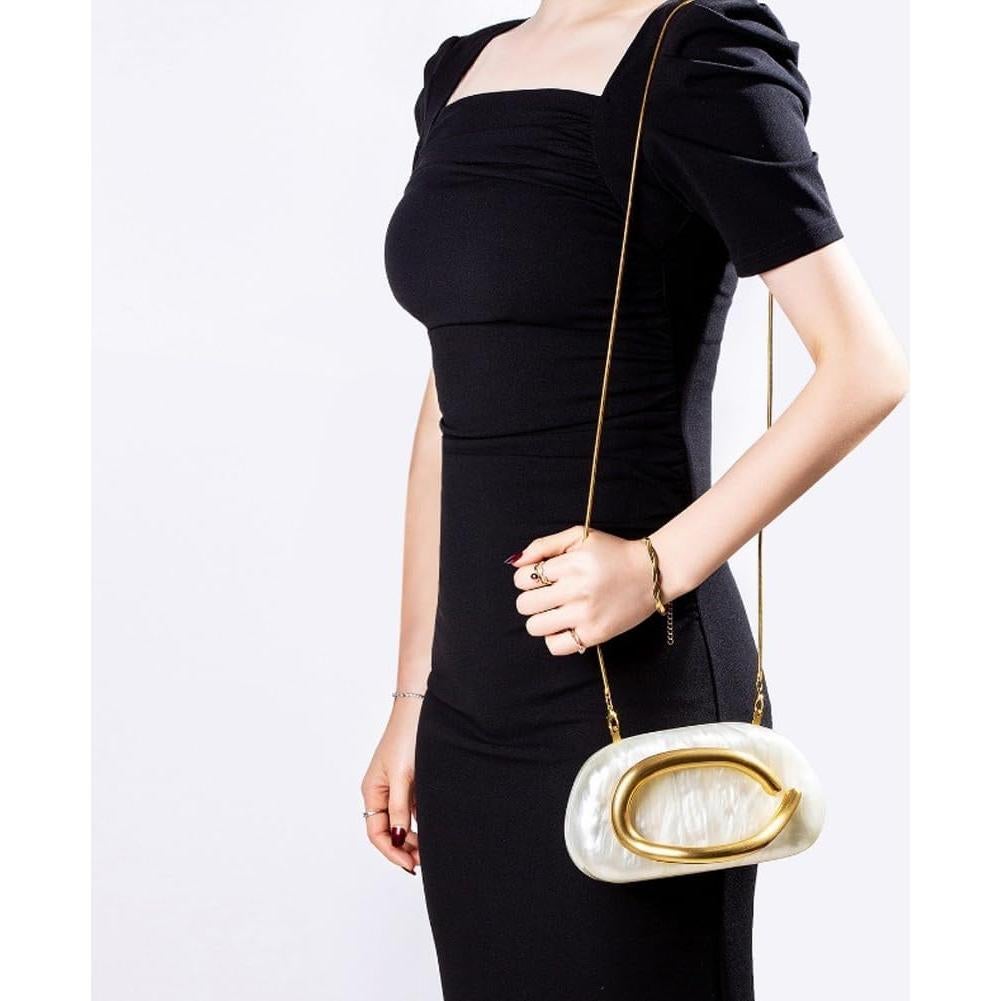 Bolso de mano acrílico CUXVA vintage redondo 19.5x10.5cm