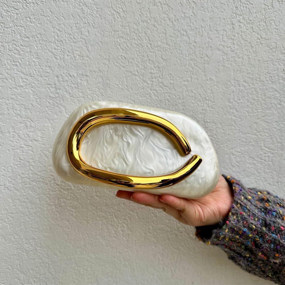 Bolso de mano acrílico CUXVA vintage redondo 19.5x10.5cm