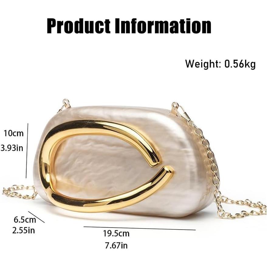 Bolso de mano acrílico CUXVA vintage redondo 19.5x10.5cm