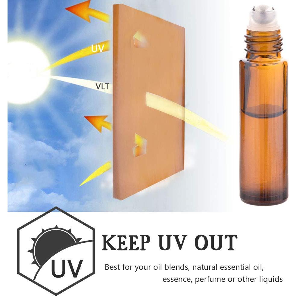 6 Botellas de Vidrio Ámbar 10ml con Bolas de Acero ZIZEMOJA