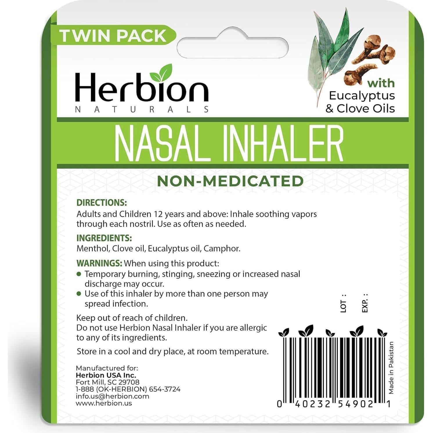 Inhalador Nasal Herbion Naturals No Medicado 1.5ml Alivio Congestión