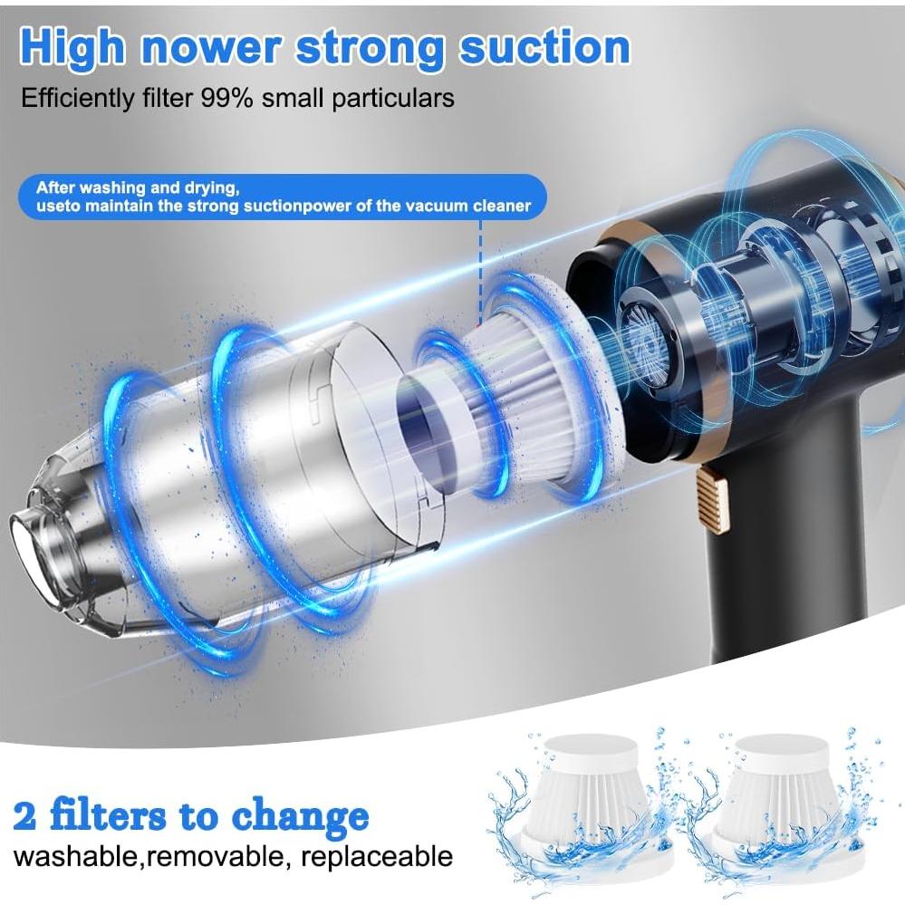 Aspiradora de Coche Inalámbrica BELIBUY 100W 12000Pa Negra