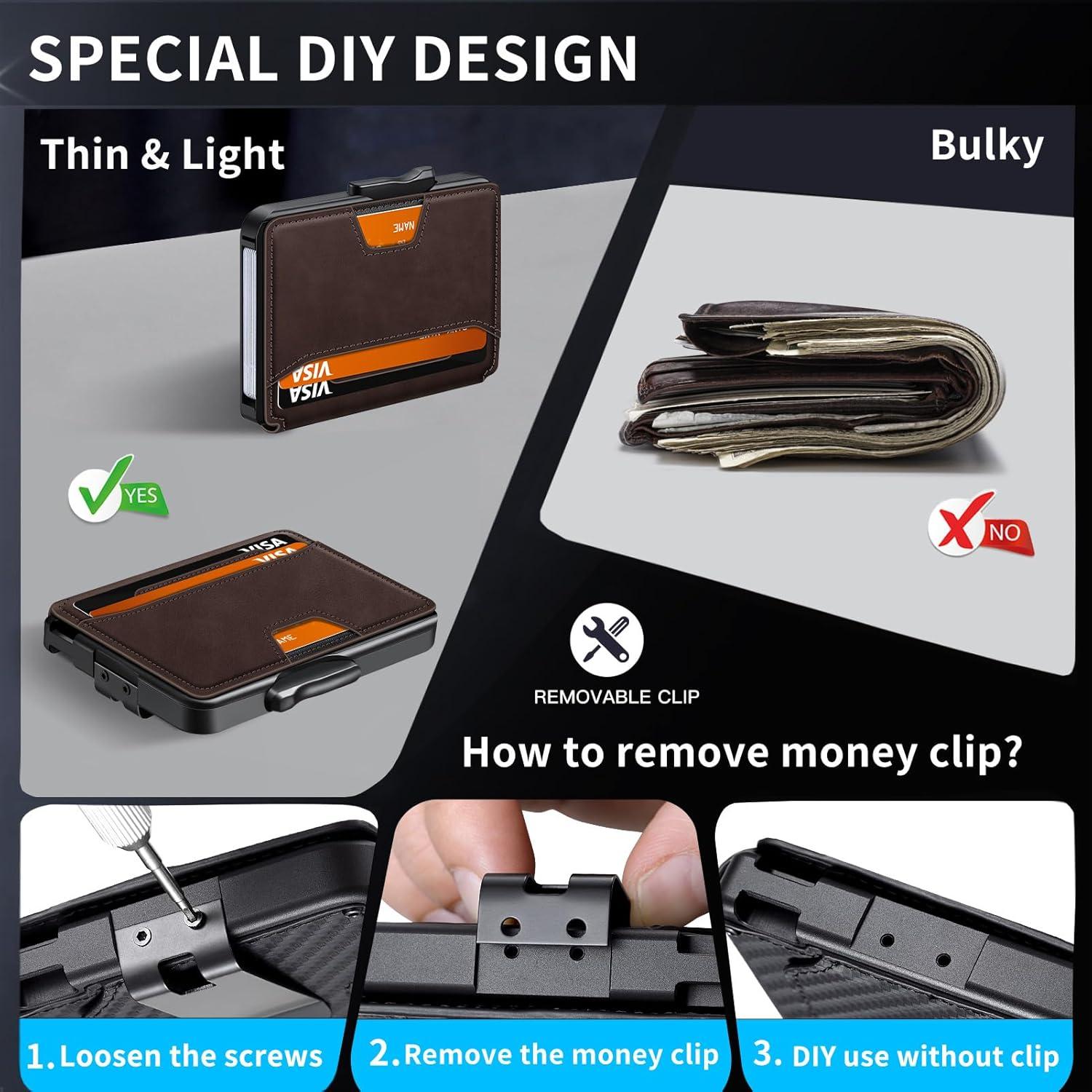 Billetera minimalista SEMORID V26 con bloqueo RFID para hombres