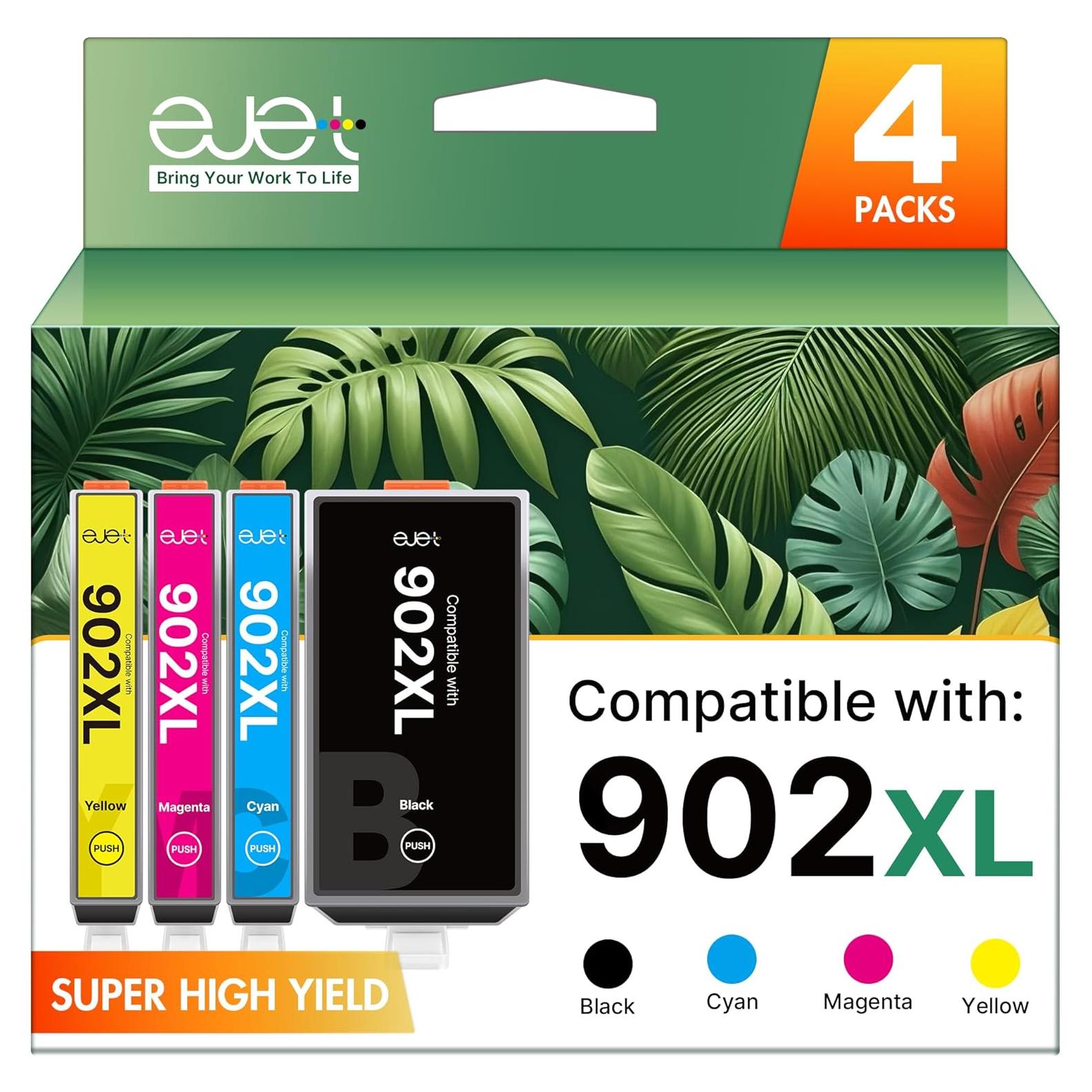 Cartuchos de tinta 902XL ejet para impresoras HP - Negro, Cian, Magenta, Amarillo