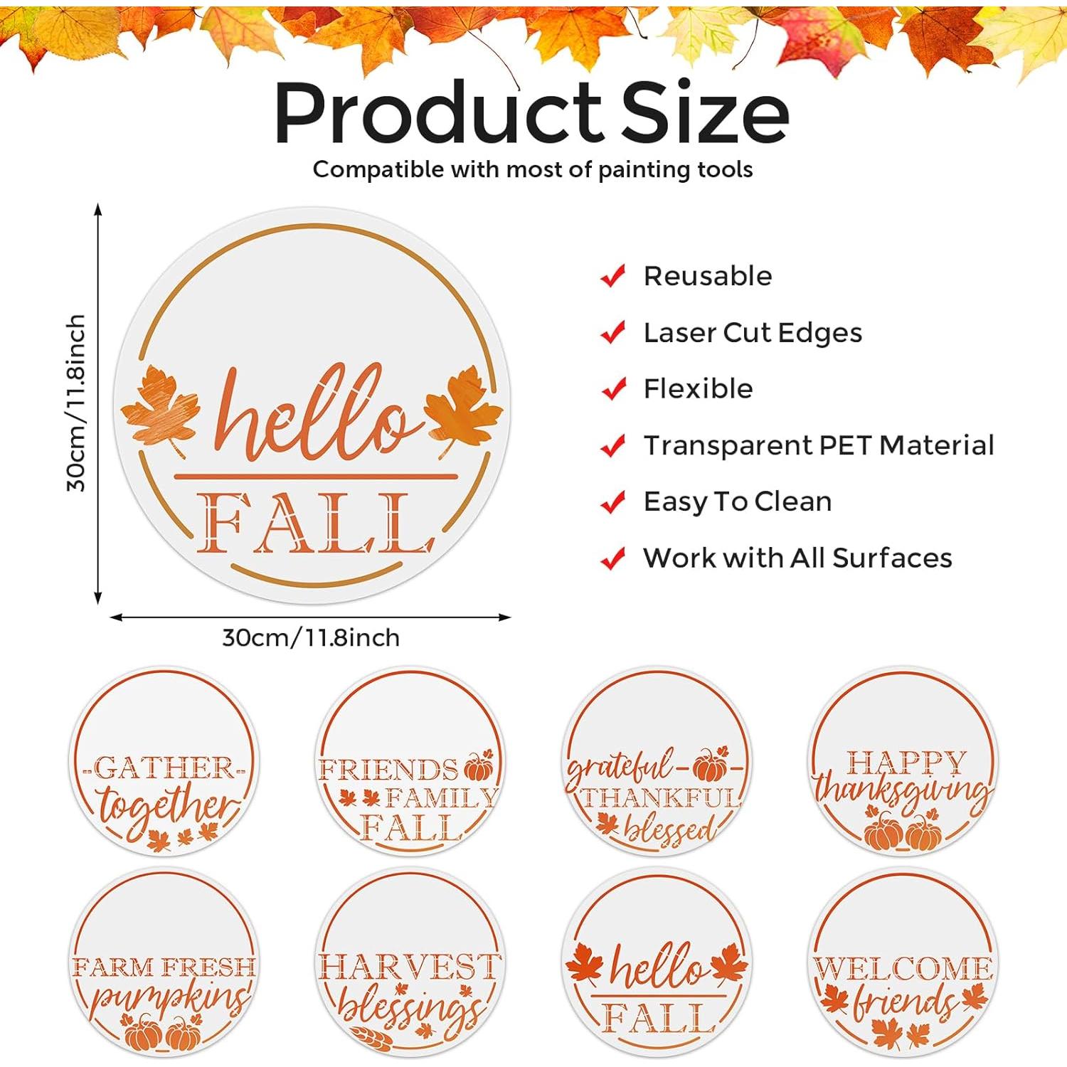 8 Plantillas de Otoño para Pintar en Madera 30.5 cm - Clothmile