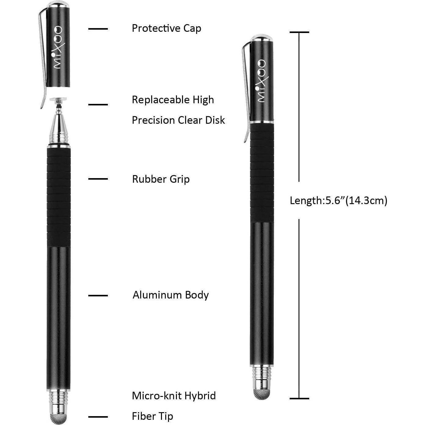Lápiz Estilográfico Capacitivo Mixoo 2-en-1 Negro Alta Precisión