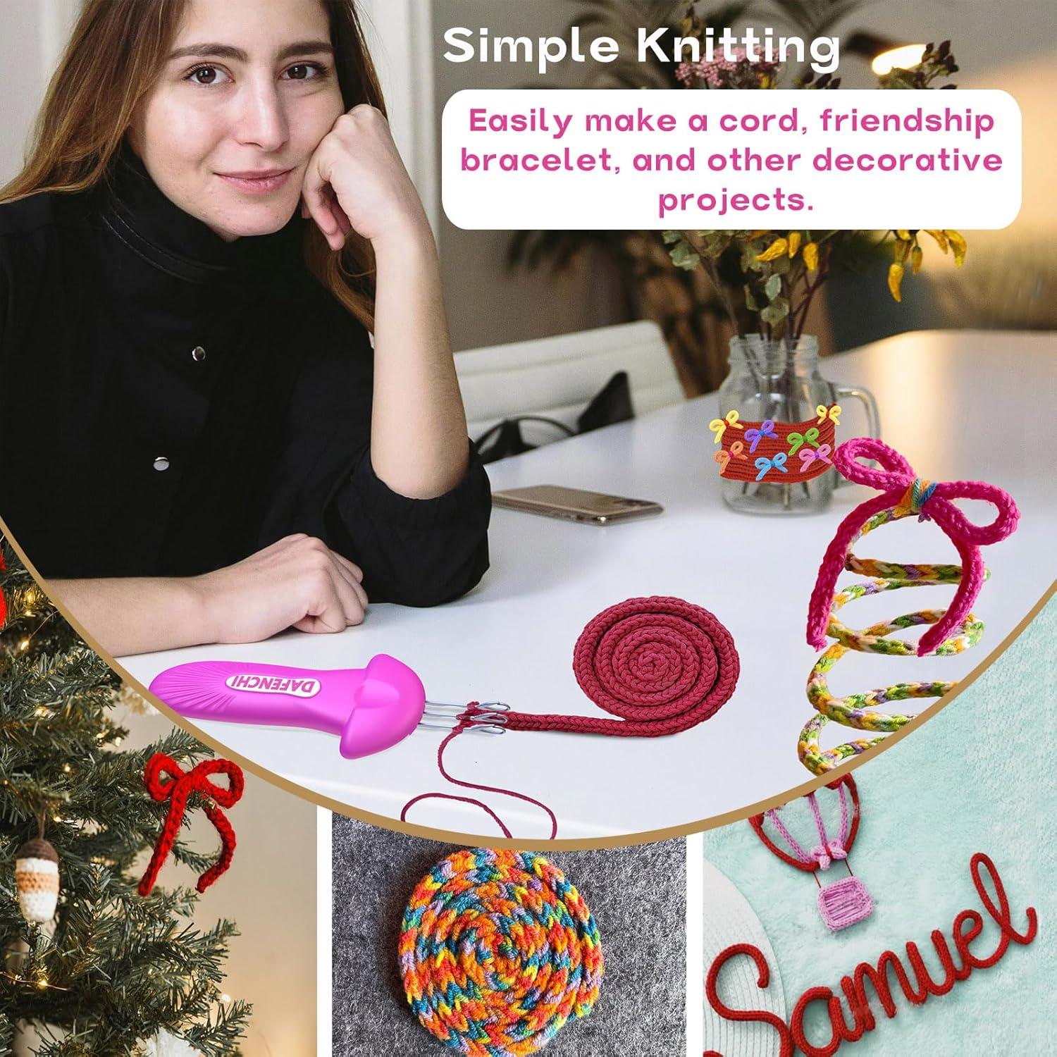 Herramienta de Tejer DAFENCHI con Gancho de 3 Agujas Rosa