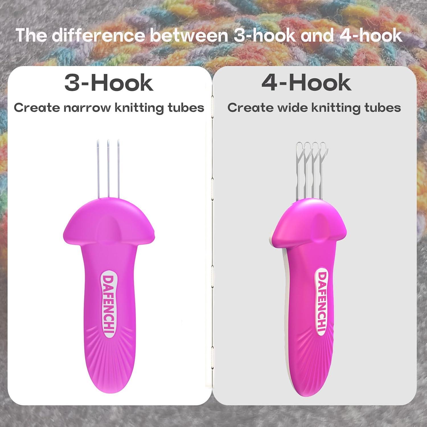 Herramienta de Tejer DAFENCHI con Gancho de 3 Agujas Rosa