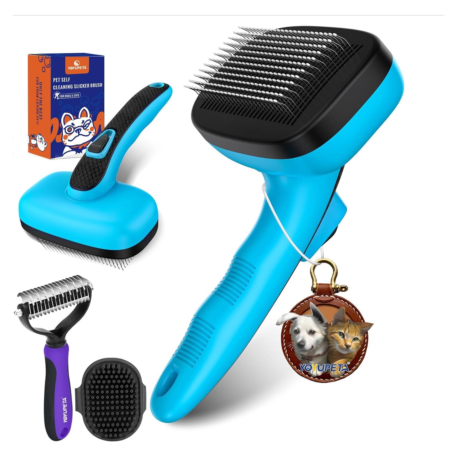Kit de Cepillo para Perros y Gatos Joy-Pet 3 en 1 Azul