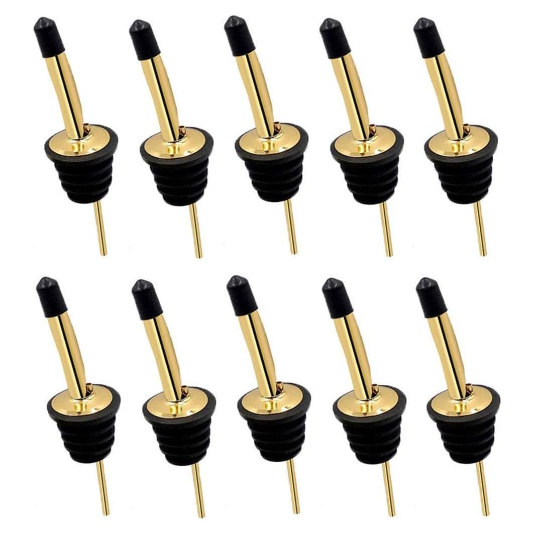 24 Vertedores de Licor Acero Inoxidable Dorado con Tapas