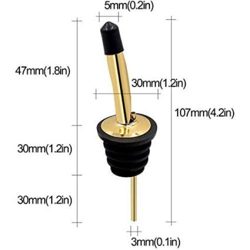 24 Vertedores de Licor Acero Inoxidable Dorado con Tapas