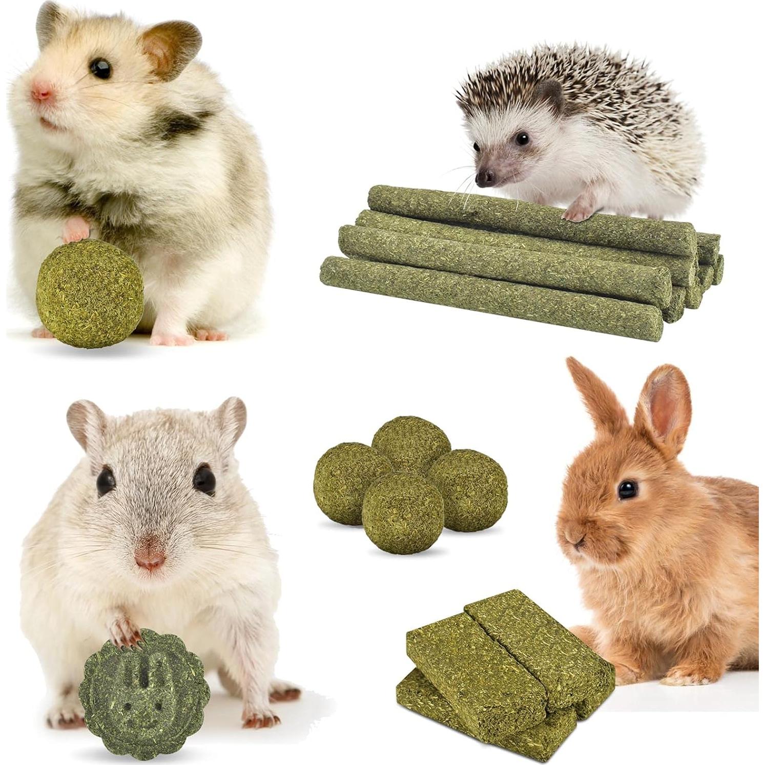 Juguetes de Masticar para Conejos ERKOON 25 Piezas Heno Timothy