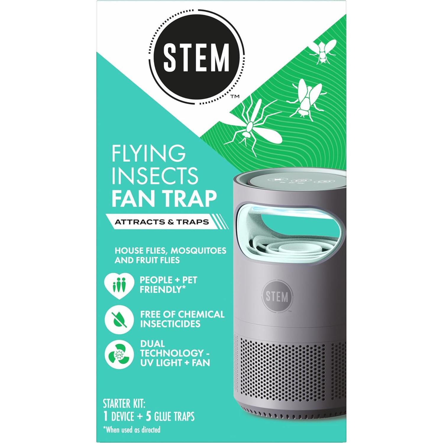 Trampa de Ventilador STEM con Luz UV y 5 Trampas de Pegamento