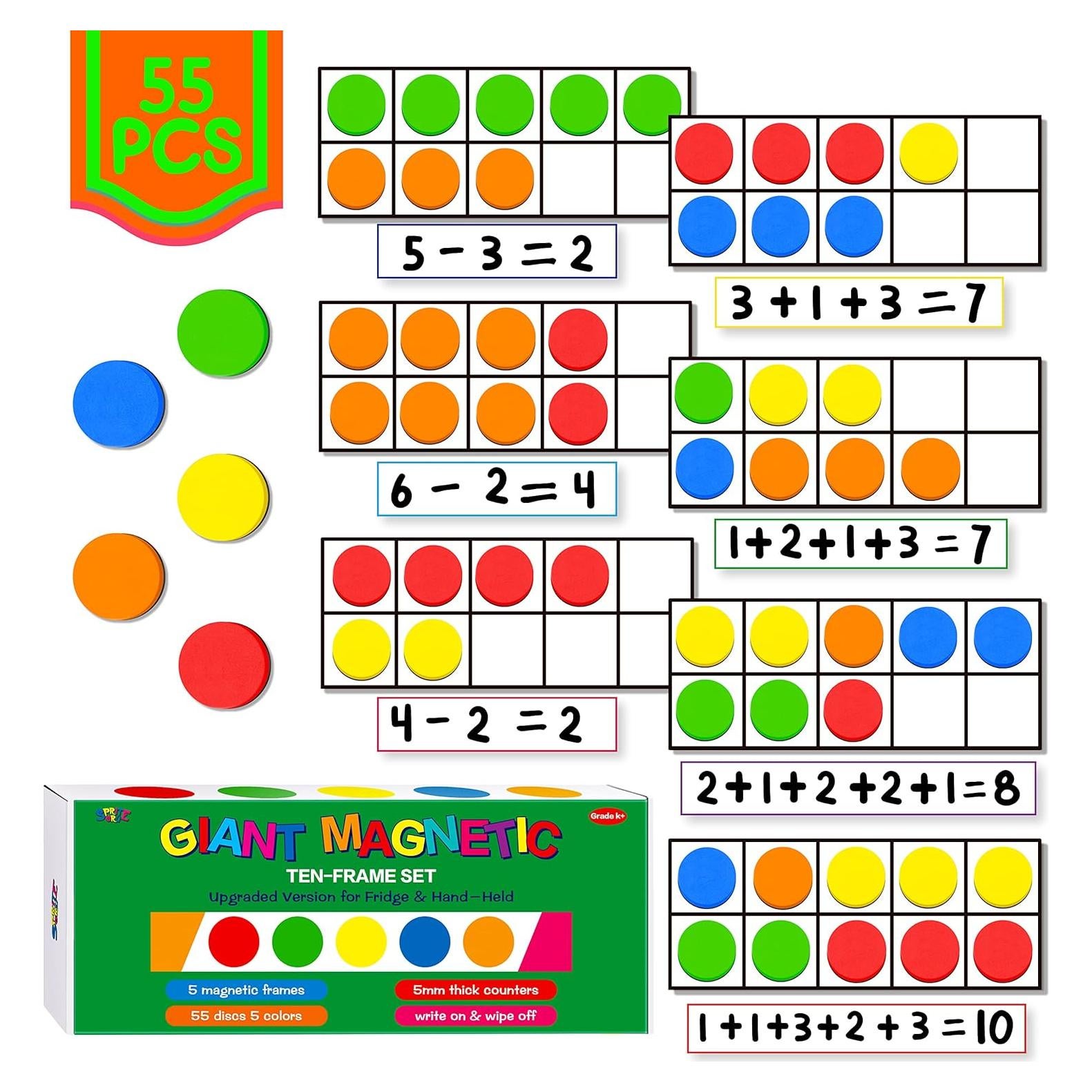 Juego de 10 Marcos Magnéticos SpriteGru con 55 Discos Coloridos