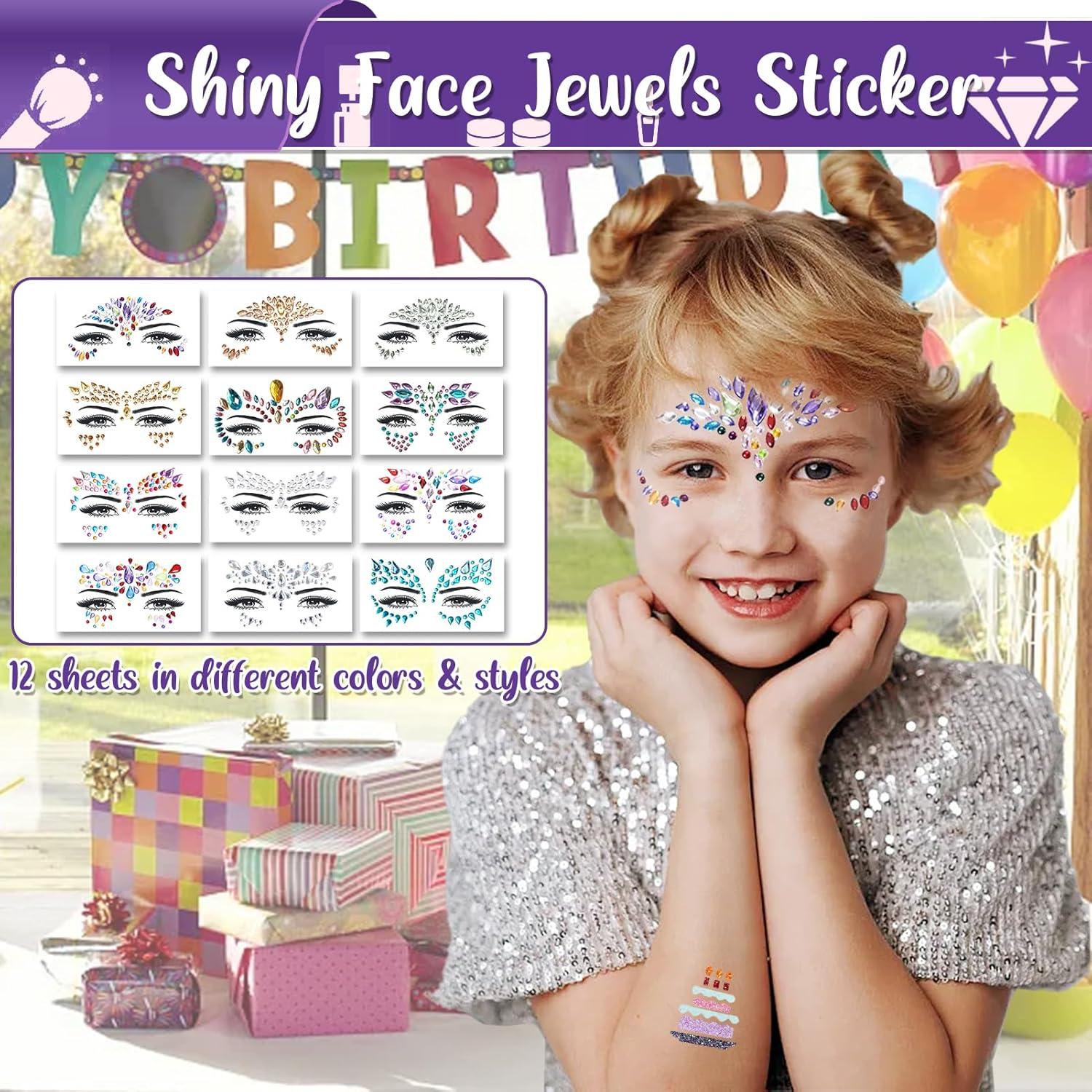 Kit de Tatuajes de Brillo TEUVO para Niños - 50 Colores y 128 Plantillas