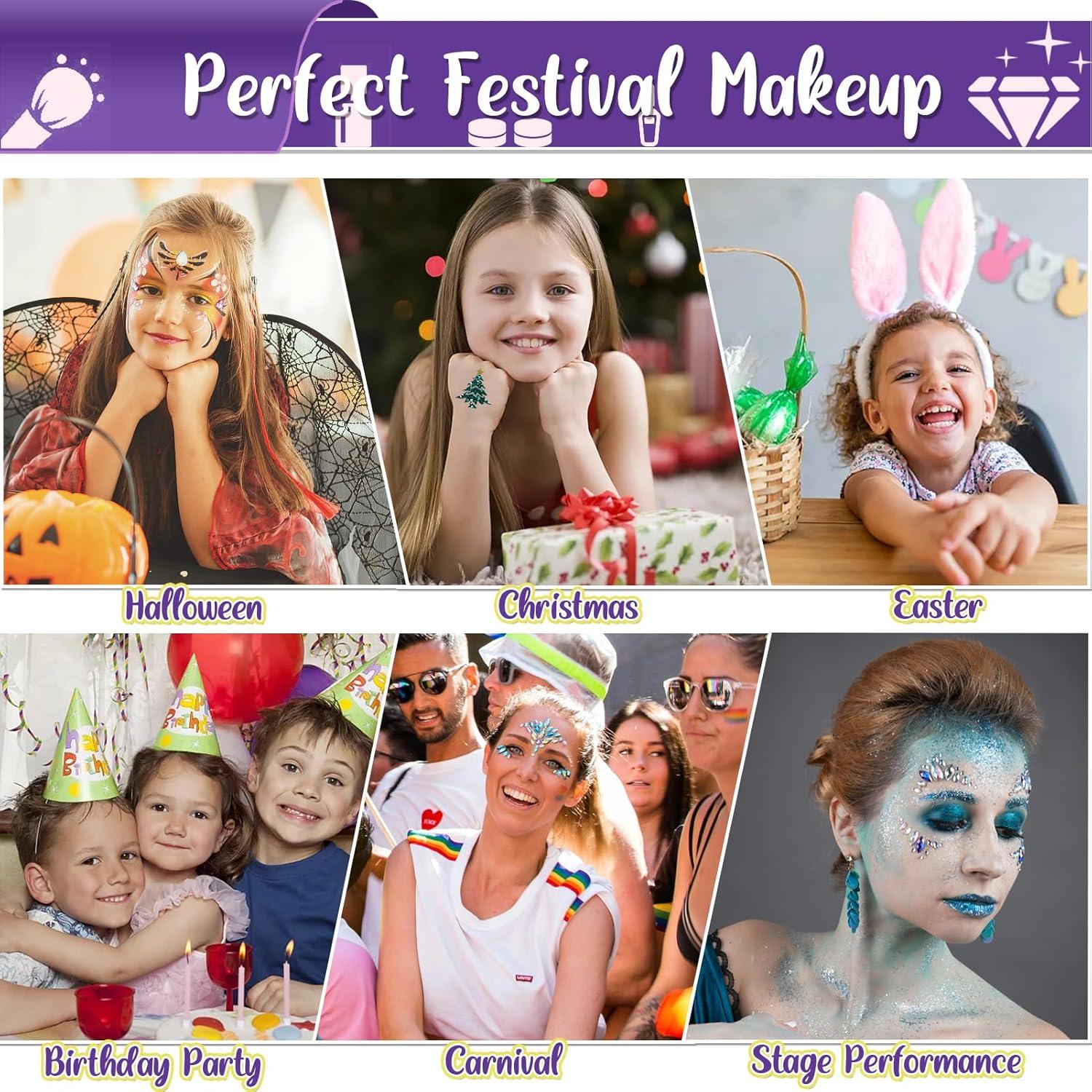 Kit de Tatuajes de Brillo TEUVO para Niños - 50 Colores y 128 Plantillas