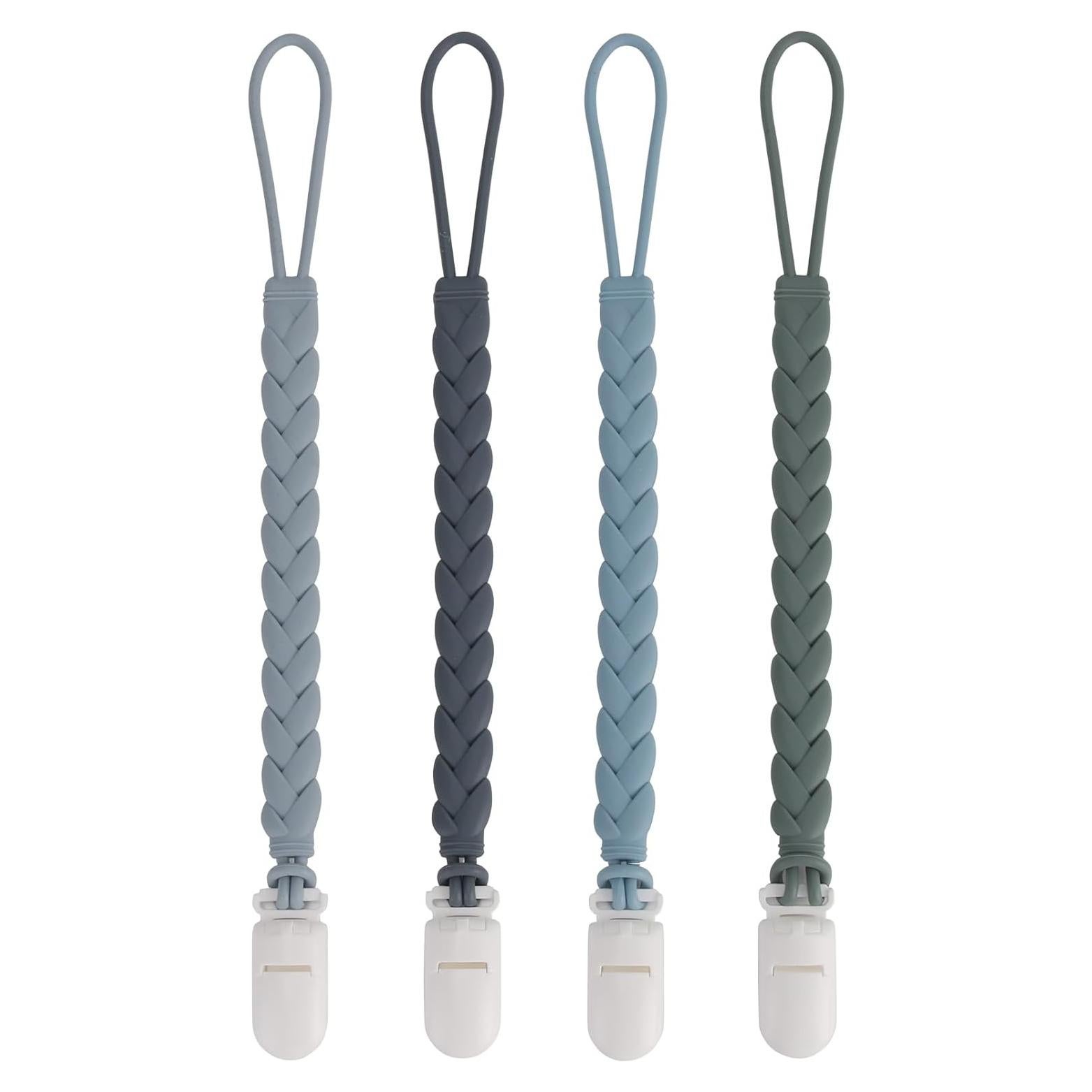 Clip de Chupete de Silicona 4-Pack Gris - Seguro y Práctico
