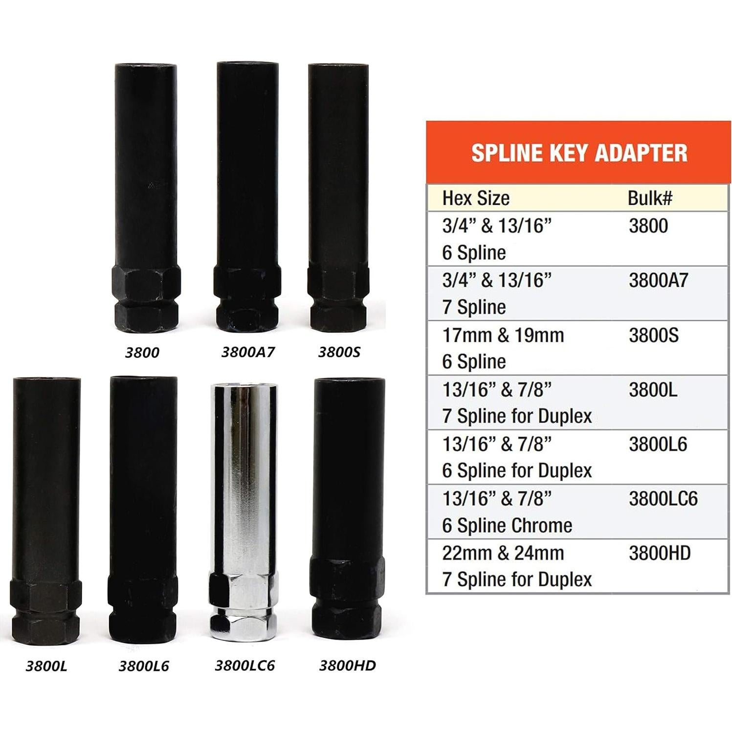 Adaptador de Llave de Spline White Knight 3800 para Tuercas 6 Spline