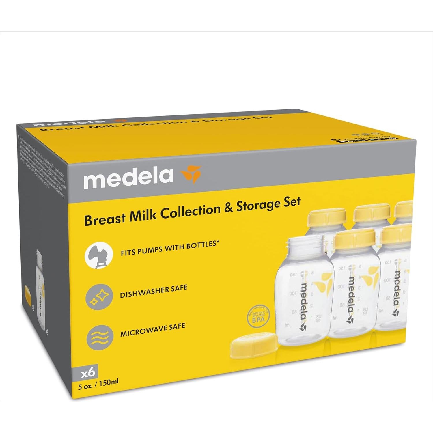 Botellas de Almacenamiento de Leche Materna Medela 148 ml, Paquete de 6