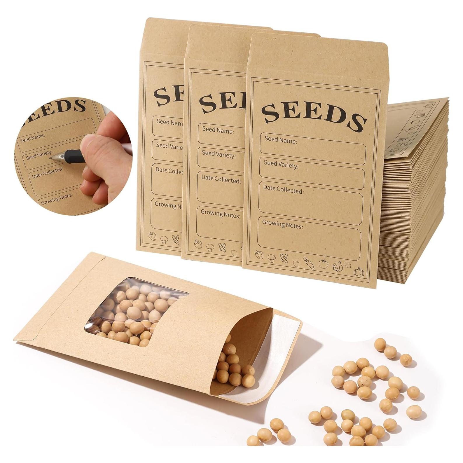 100 Sobres de Semillas Autoadhesivos Varpotle 8x12 cm Kraft