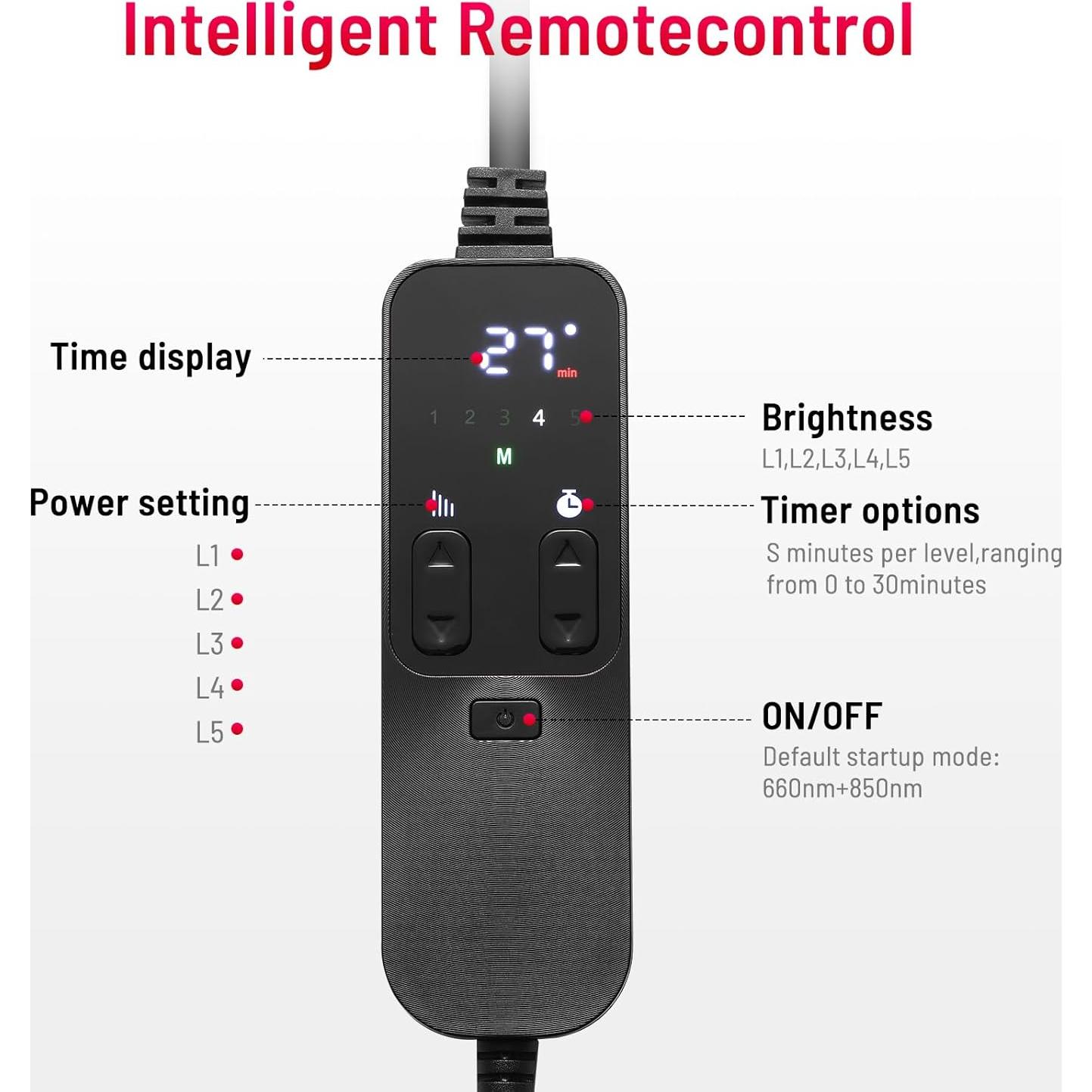 Panel de Terapia de Luz Roja LEDINO 660nm 850nm Ajustable