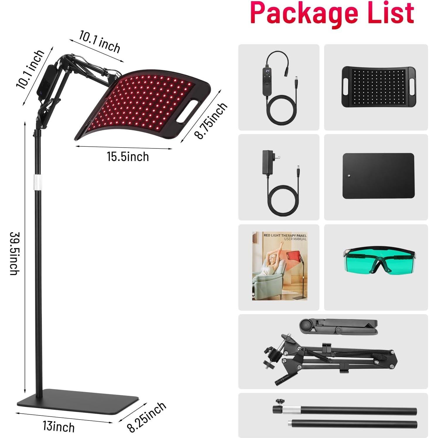 Panel de Terapia de Luz Roja LEDINO 660nm 850nm Ajustable